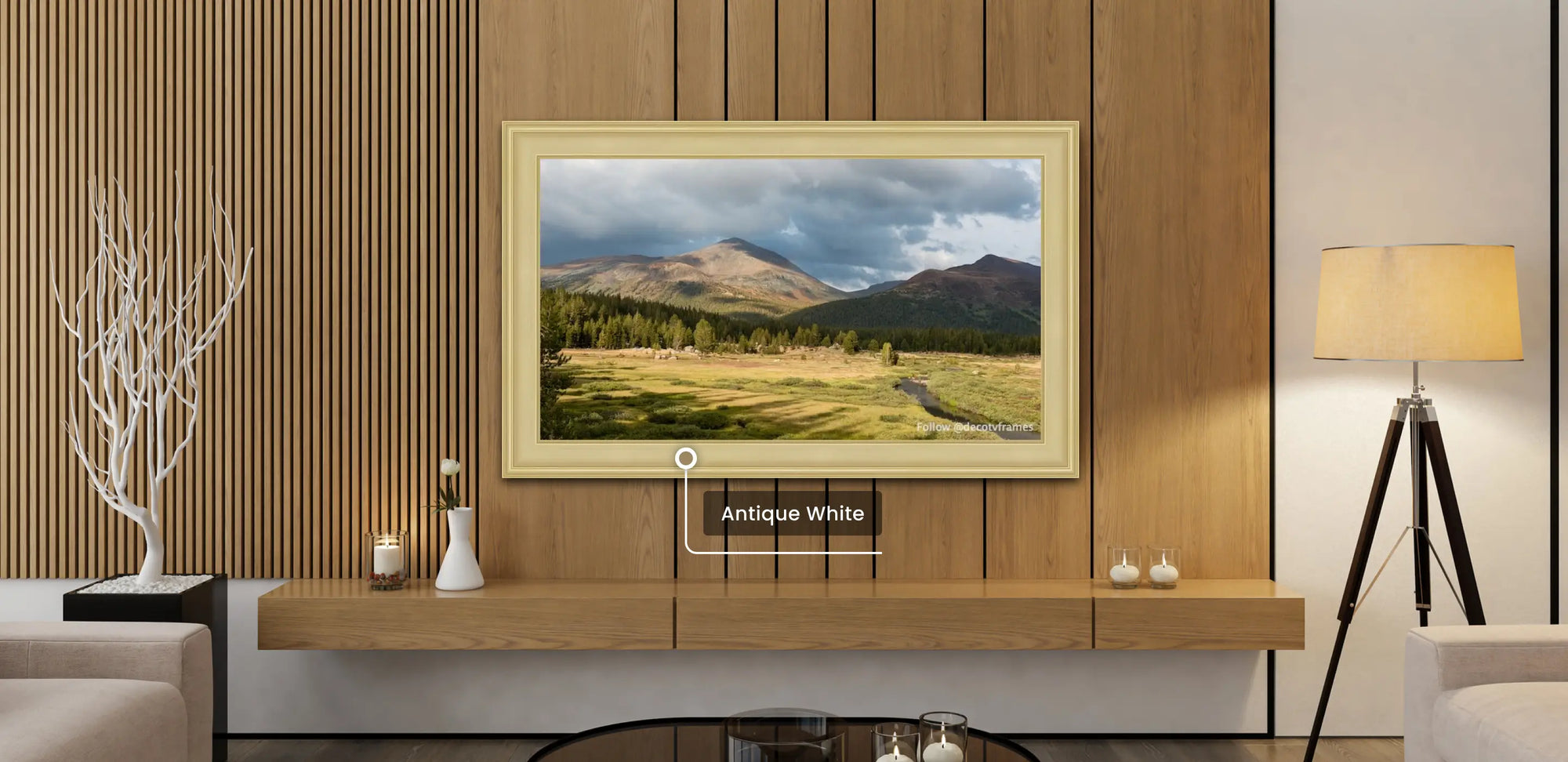 The Timeless Warmth of Antique White: How Deco TV Frames Harmonize with Samsung's The Frame and The Frame Pro TVs