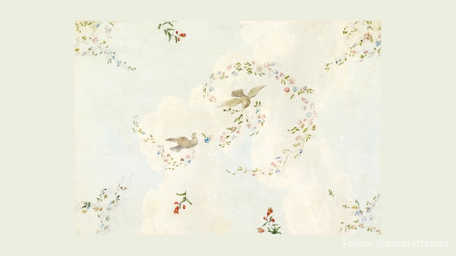 Ceiling Design with Doves and Flower Garlands
