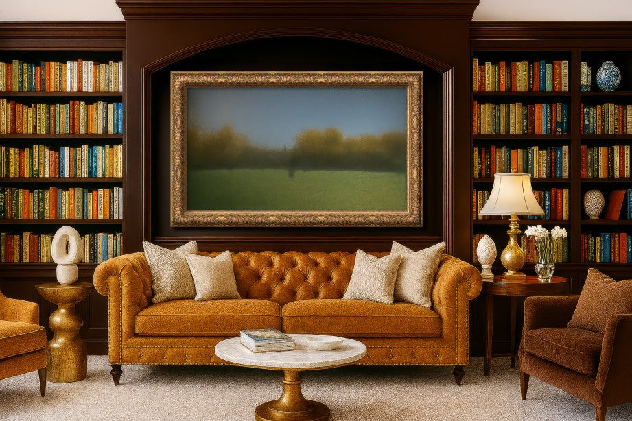 A Tuscan copper Deco Frame on a Samsung Frame TV