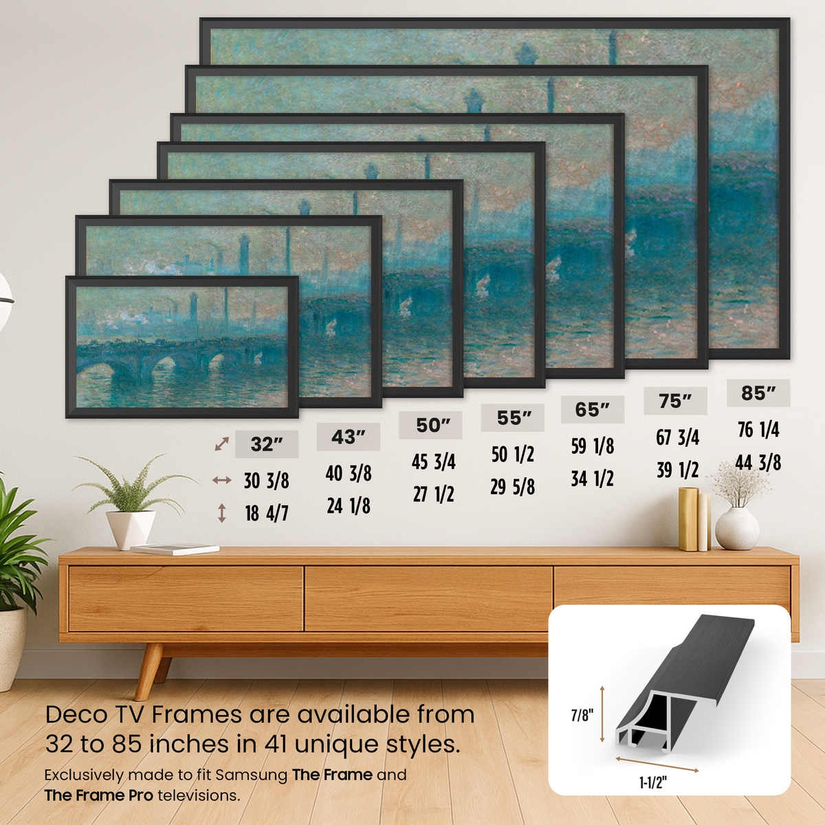 Anodized Black - Alloy Scoop Samsung Frame TV Bezel