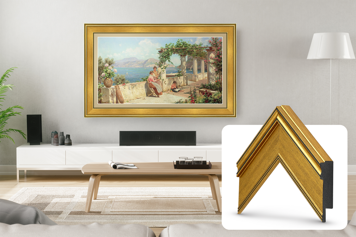 Deco TV Frames 32 Customizable Frame for Samsung The Frame TV 2021-2023 (Antique Gold)