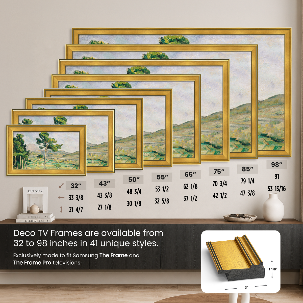 Deco TV Frames Samsung the Frame TV Antique Gold
