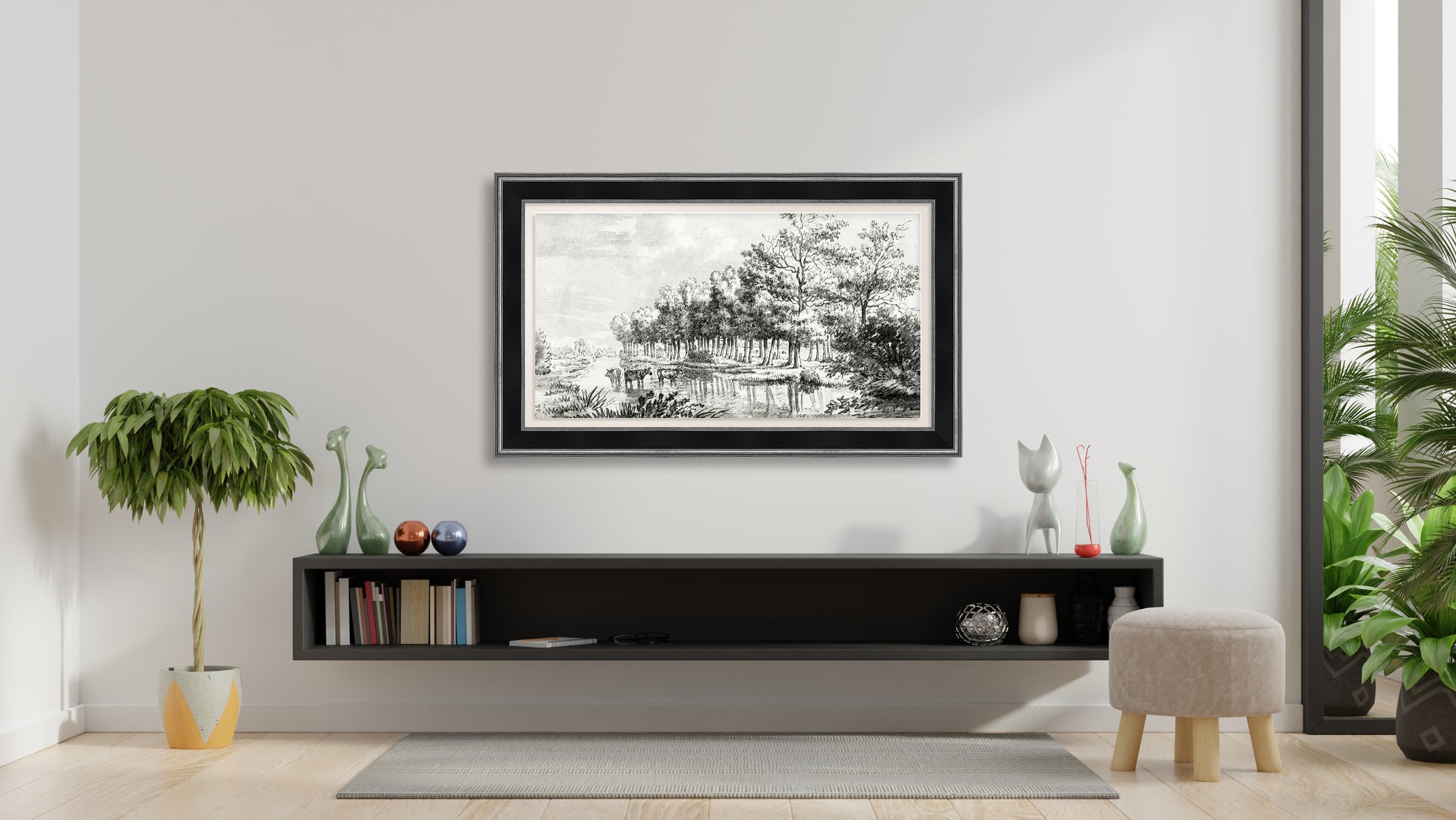 Large Tv Frame Silver & Black Frame for Samsung The Frame TV | Deco TV Frames