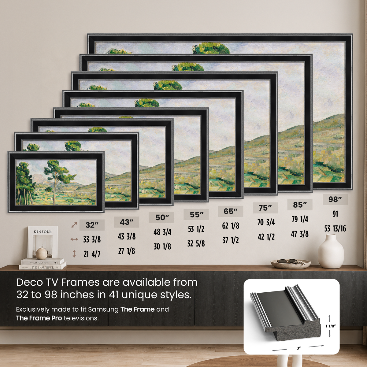 Deco TV Frames Samsung the Frame TV Antique Silver and Black
