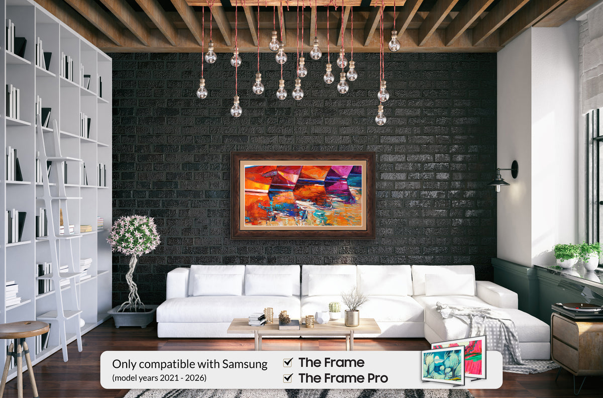 Deco TV Frames Samsung the Frame TV Burlwood