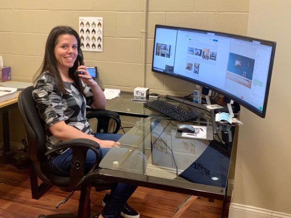 Customer service worker at desk