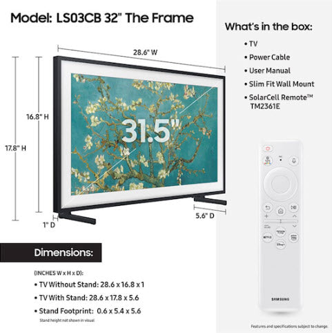32&quot; Samsung The Frame / 4K Art Mode Smart TV (2023)