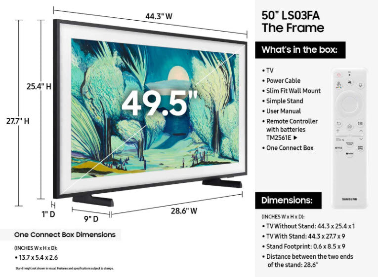 50&quot; Samsung The Frame / QLED 4K Art Mode Samsung Vision AI Smart TV (2025)