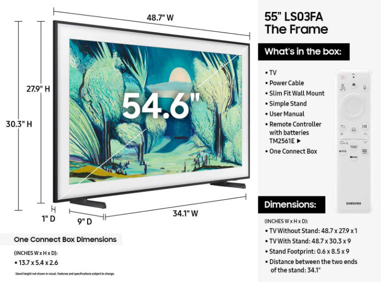 55&quot; Samsung The Frame / QLED 4K Art Mode Samsung Vision AI Smart TV (2025)