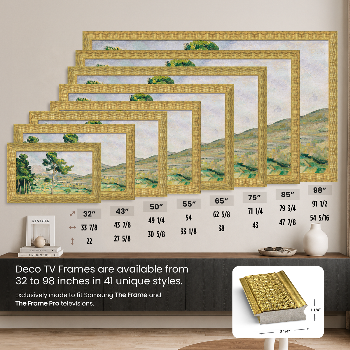Deco TV Frames Samsung the Frame TV Gatsby Gold