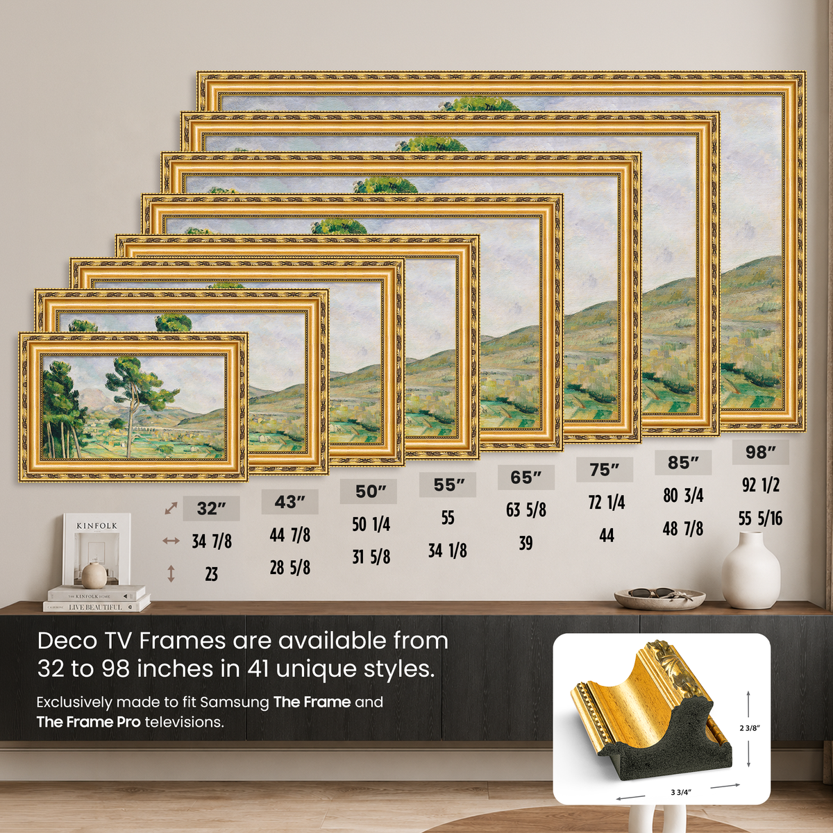 Deco TV Frames Samsung the Frame TV Ornate Gold