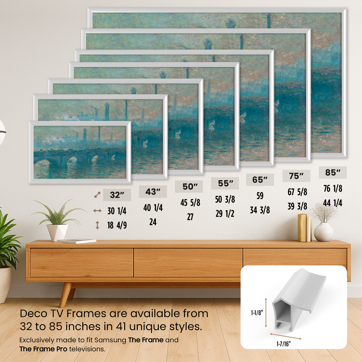 Pure White - Alloy Prismatic Samsung Frame TV Bezel