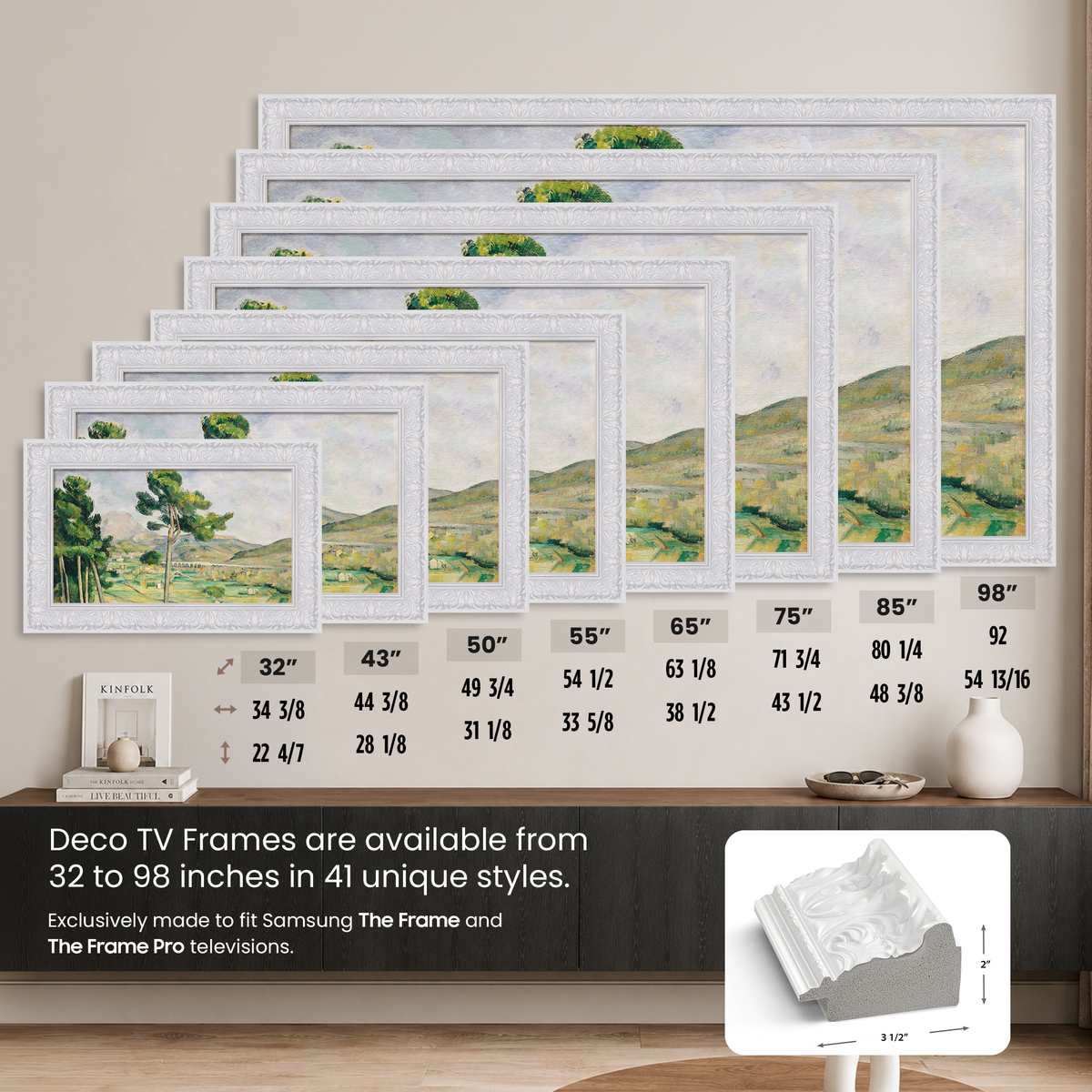 Deco TV Frames Samsung the Frame TV Tuscan Gloss White