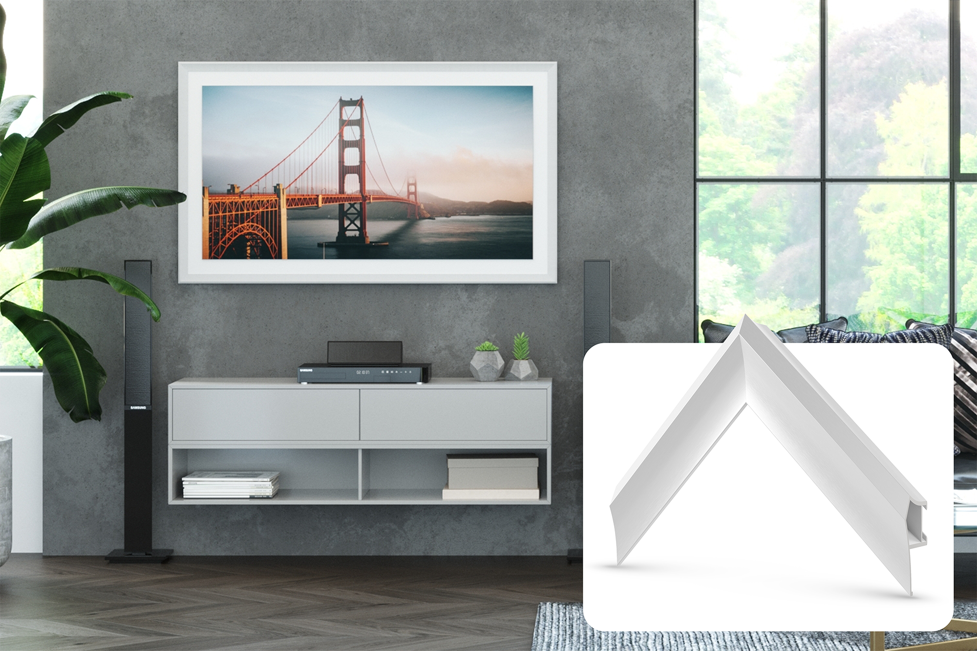 Samsung The Frame - pure white allow prismatic frame