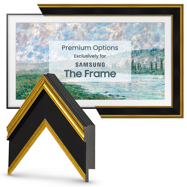Open Box Gold & Black Frame for Samsung The Frame TV | Deco TV Frames