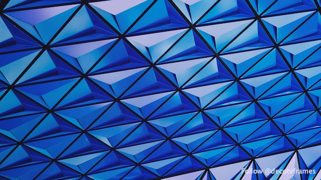 Blue geometric ceiling pattern of Ryerson University in Toronto Canada