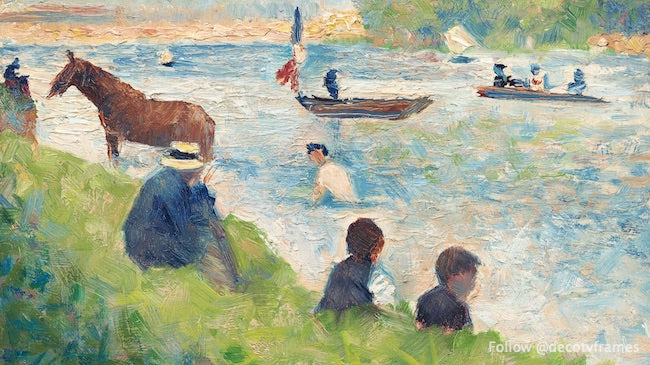 Cheval et bateaux (Étude pour "Les baigneurs à Asnières") (vers 1883-1884)