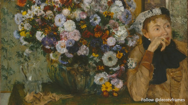 Una mujer sentada junto a un jarrón de flores (¿Madame Paul Valpinçon?) 1865 
