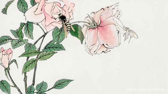 Bee and Flower illustration from Churui Gafu (1910)