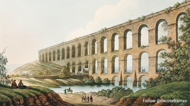 Aqueduc près de Belgrade tiré de Vues des dominions ottomans, d'Europe, d'Asie et de certaines îles de la Méditerranée (1810) illustrées 