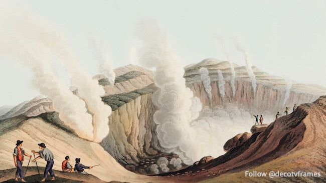 Cratère de l&#39;île du volcan vu des vues des dominions ottomans, d&#39;Europe, d&#39;Asie et de certaines îles de la Méditerranée (1810)