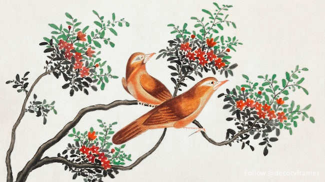 Chinese painting featuring birds of China (ca.1800â€“1899)