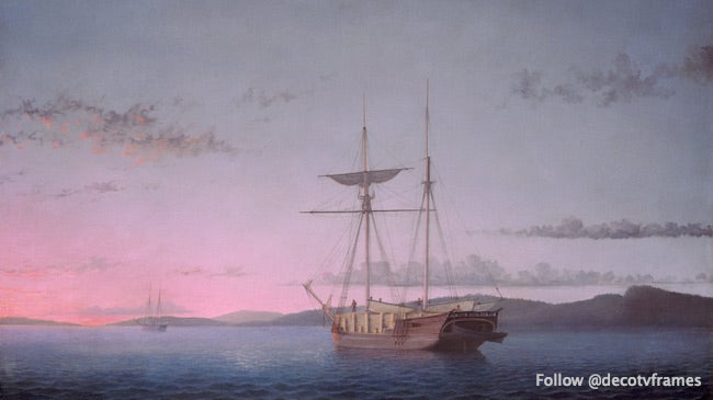 Goletas madereras al atardecer en la bahía de Penobscot, 1863 